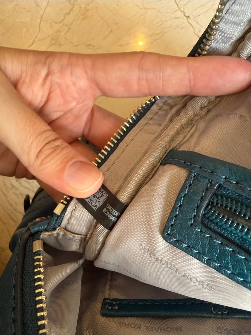 Michael Kors Teal and Navy Pebbled Leather Backpack NEVER WORN BRAND NEW